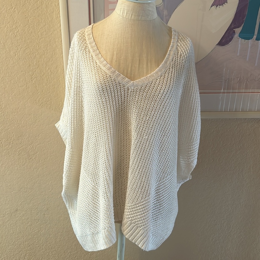 NWT Polo Ralph Lauren 100% Linen Relaxed Fit Open Knit Cropped Sleeveless Top